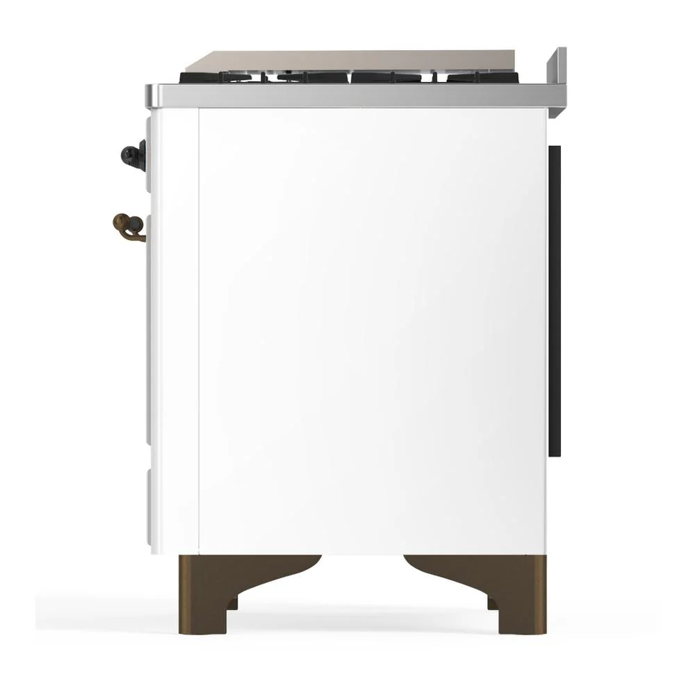 Ilve UM60FQNR3WHB Ilve Um60Fqnr3Whb Majestic Iii 60 Inch Dual Fuel Range With 9 Burners And Griddle, Dual Function Burner Up To 25,000 Btu (Natural Gas, Solid Door, White, Burnished) - Image 9