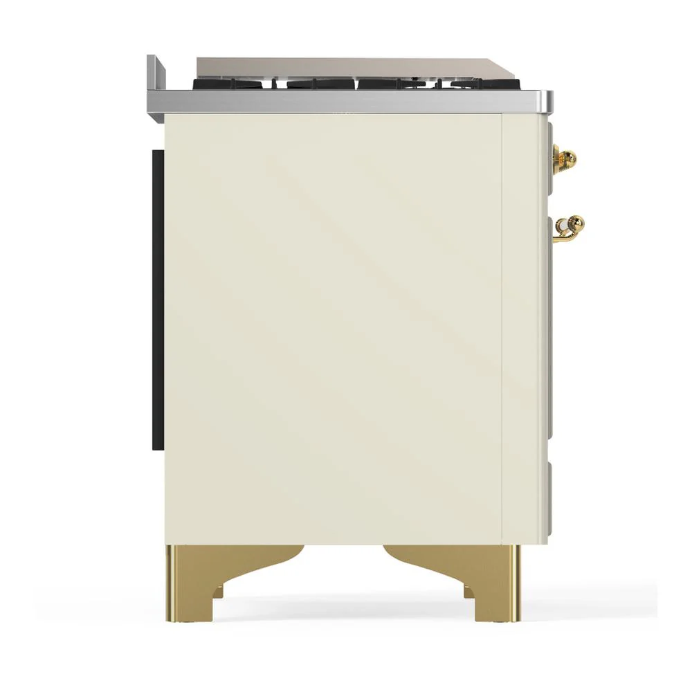 Ilve UM60FSNR3AWGLP Ilve Um60Fsnr3Awglp Majestic Iii 60 Inch Dual Fuel Range With 7 Burners, Griddle And French Top, Dual Function Burner With Up To 25,000 Btu (Liquid Propane, Triple Glass Door, Antique White, Brass) - Image 8