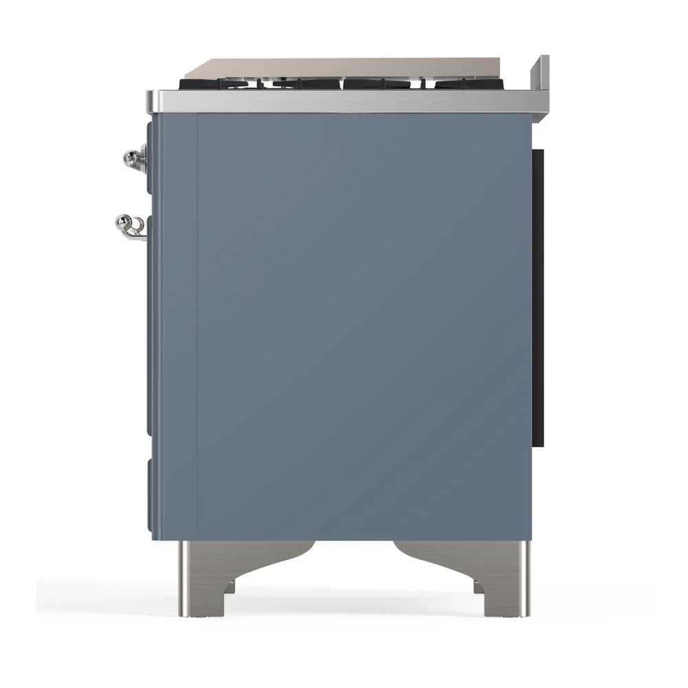 Ilve UM60FSNR3BGC Ilve Um60Fsnr3Bgc Majestic Iii 60 Inch Dual Fuel Range With 7 Burners, Griddle And French Top, Dual Function Burner With Up To 25,000 Btu (Natural Gas, Triple Glass Door, Blue Grey, Chrome) - Image 9