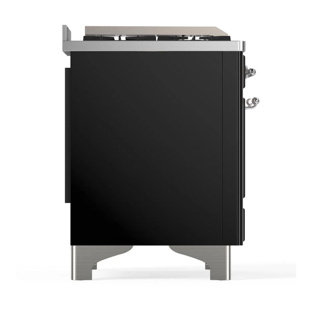 Ilve UM60FSNR3BKCLP Ilve Um60Fsnr3Bkclp Majestic Iii 60 Inch Dual Fuel Range With 7 Burners, Griddle And French Top, Dual Function Burner With Up To 25,000 Btu (Liquid Propane, Triple Glass Door, Glossy Black, Chrome) - Image 8