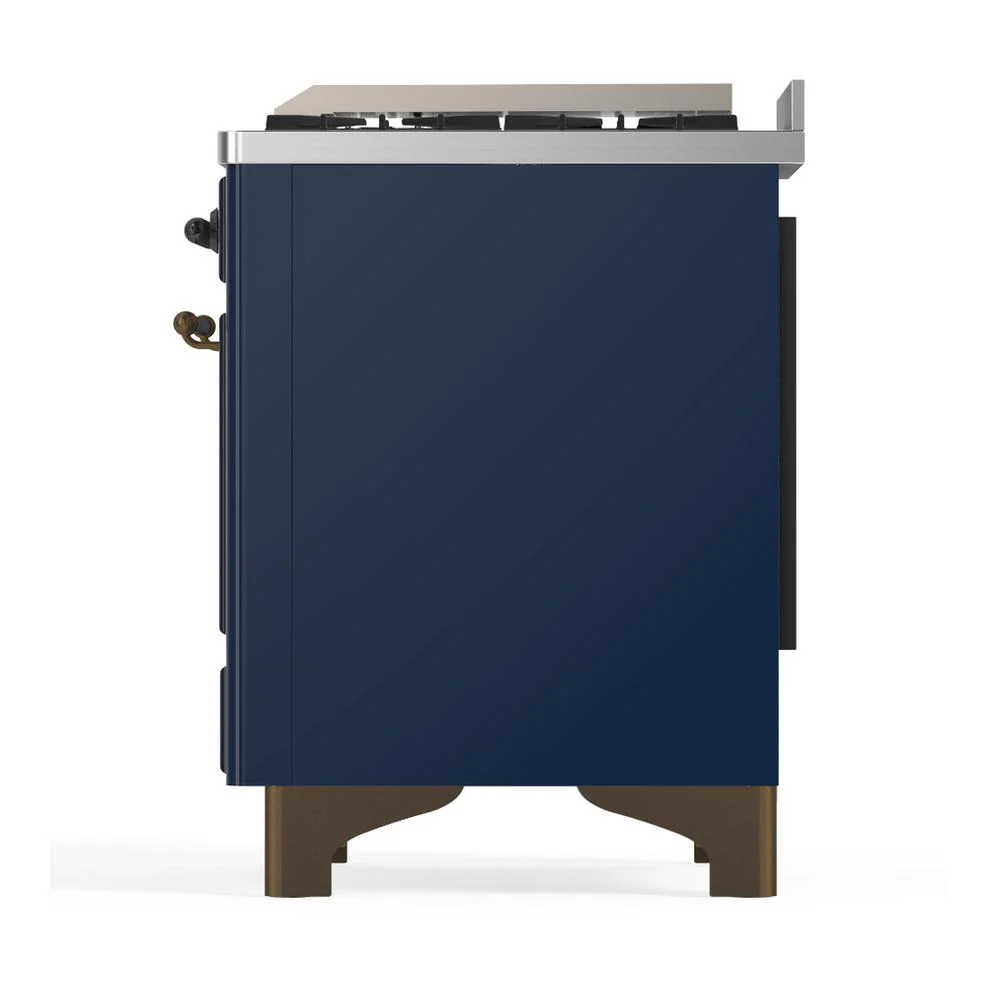 Ilve UM60FSNR3MBB Ilve Um60Fsnr3Mbb Majestic Iii 60 Inch Dual Fuel Range With 7 Burners, Griddle And French Top, Dual Function Burner With Up To 25,000 Btu (Natural Gas, Triple Glass Door, Midnight Blue, Burnished) - Image 9