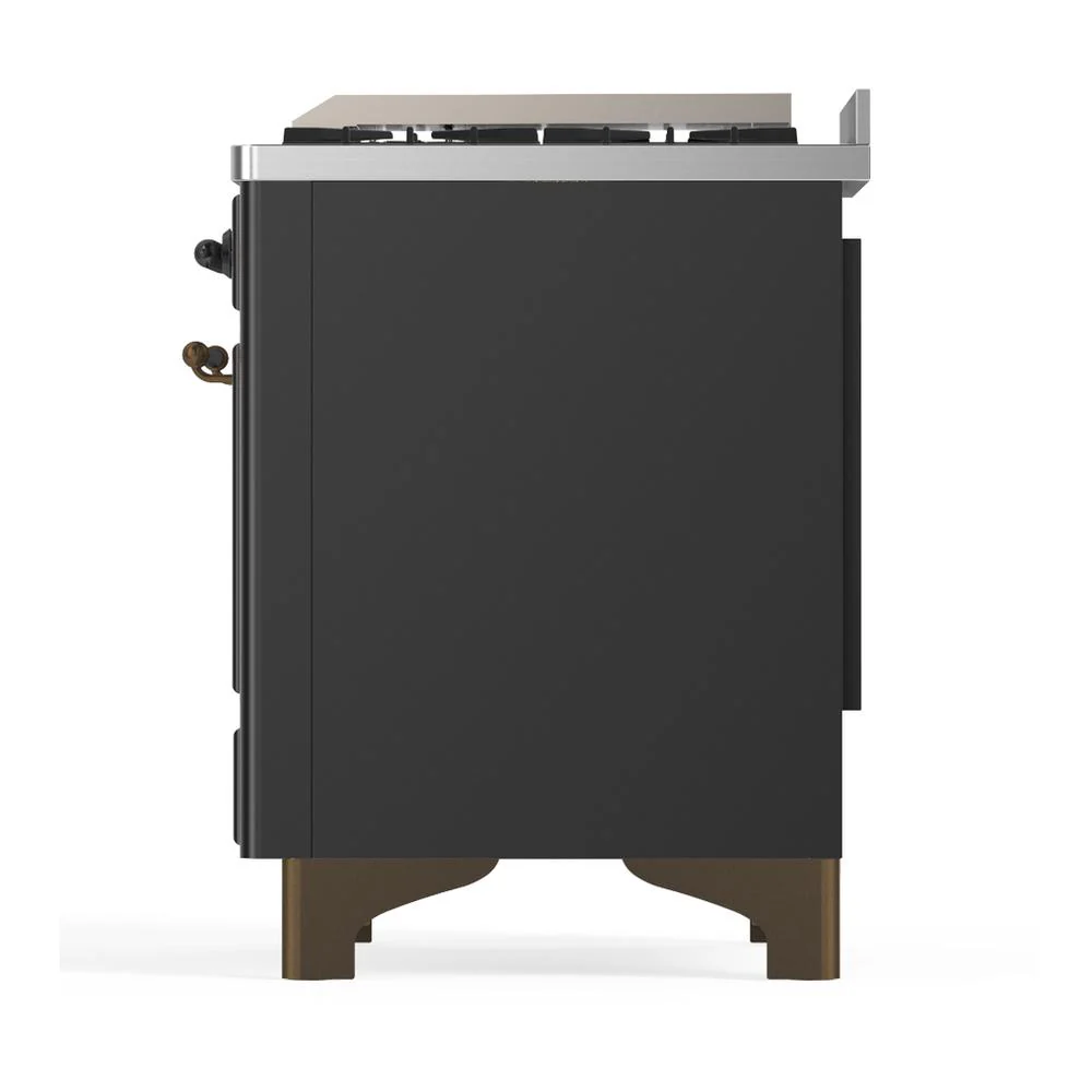 Ilve UM60FSNR3MGB Ilve Um60Fsnr3Mgb Majestic Iii 60 Inch Dual Fuel Range With 7 Burners, Griddle And French Top, Dual Function Burner With Up To 25,000 Btu (Natural Gas, Triple Glass Door, Graphite Matte, Burnished) - Image 9
