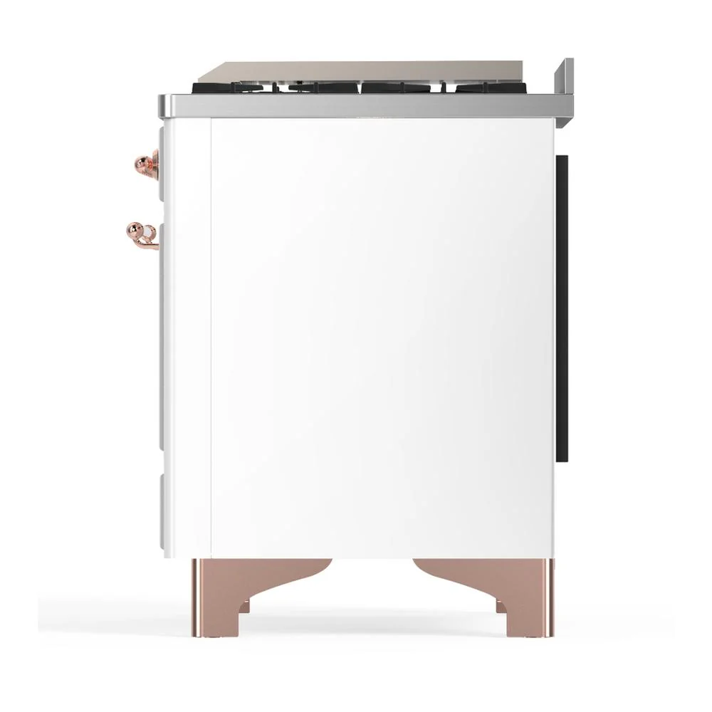 Ilve UM60FSNR3WHPLP Ilve Um60Fsnr3Whplp Majestic Iii 60 Inch Dual Fuel Range With 7 Burners, Griddle And French Top, Dual Function Burner With Up To 25,000 Btu (Liquid Propane, Triple Glass Door, White, Copper) - Image 9