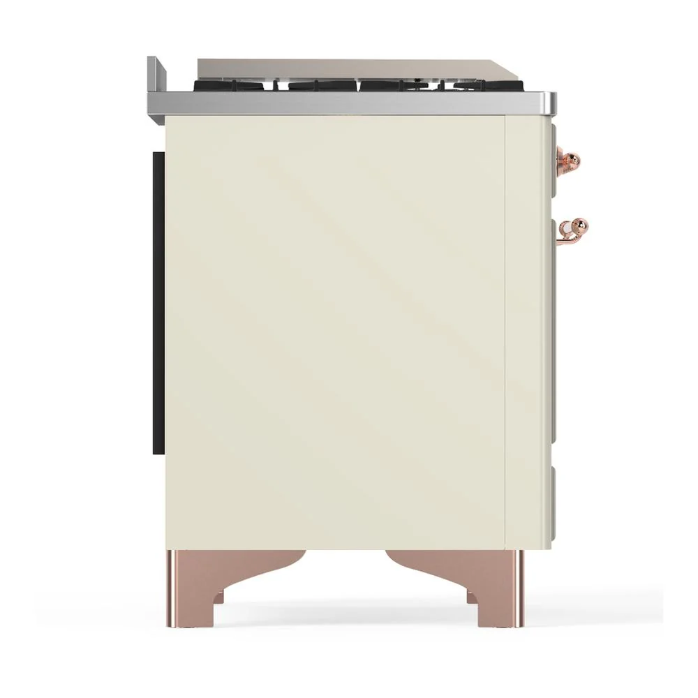 Ilve UM60FSQNR3AWPLP Ilve Um60Fsqnr3Awplp Majestic Iii 60 Inch Dual Fuel Range With 7 Burners, Griddle And French Top, Dual Function Burner With Up To 25,000 Btu (Liquid Propane, Solid Door, Antique White, Copper) - Image 8