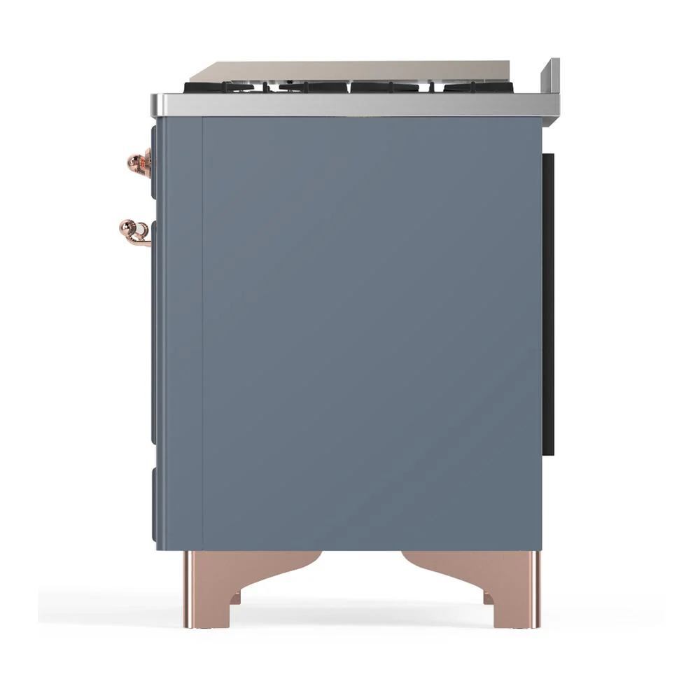 Ilve UM60FSQNR3BGP Ilve Um60Fsqnr3Bgp Majestic Iii 60 Inch Dual Fuel Range With 7 Burners, Griddle And French Top, Dual Function Burner With Up To 25,000 Btu (Natural Gas, Solid Door, Blue Grey, Copper) - Image 9