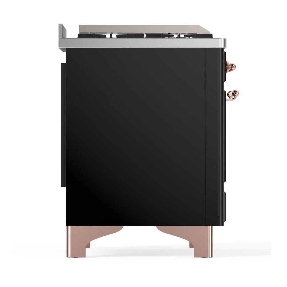 Ilve UM60FSQNR3BKP Ilve Um60Fsqnr3Bkp Majestic Iii 60 Inch Dual Fuel Range With 7 Burners, Griddle And French Top, Dual Function Burner With Up To 25,000 Btu (Natural Gas, Solid Door, Glossy Black, Copper) - Image 8