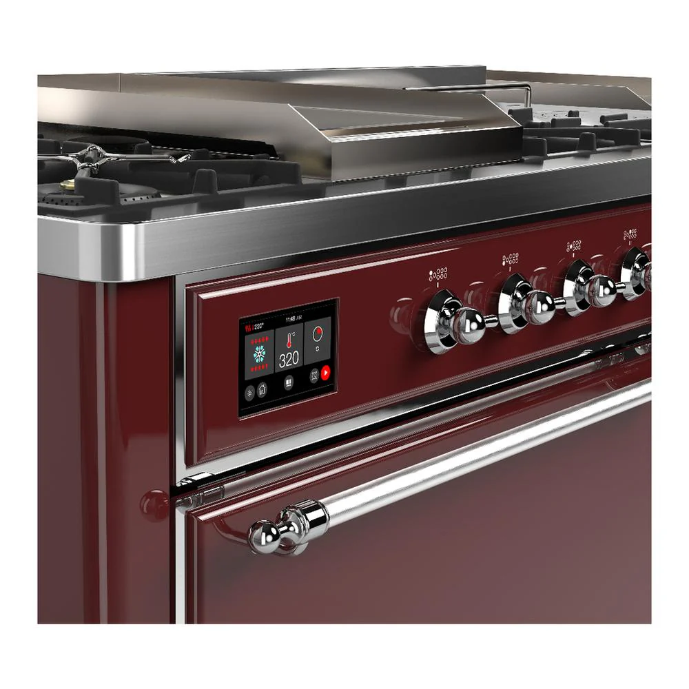 Ilve UM60FSQNR3BUC Ilve Um60Fsqnr3Buc Majestic Iii 60 Inch Dual Fuel Range With 7 Burners, Griddle And French Top, Dual Function Burner With Up To 25,000 Btu (Natural Gas, Solid Door, Burgundy, Chrome) - Image 7