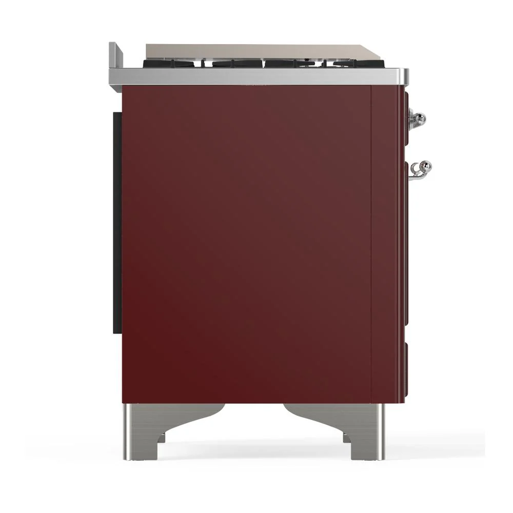 Ilve UM60FSQNR3BUC Ilve Um60Fsqnr3Buc Majestic Iii 60 Inch Dual Fuel Range With 7 Burners, Griddle And French Top, Dual Function Burner With Up To 25,000 Btu (Natural Gas, Solid Door, Burgundy, Chrome) - Image 8