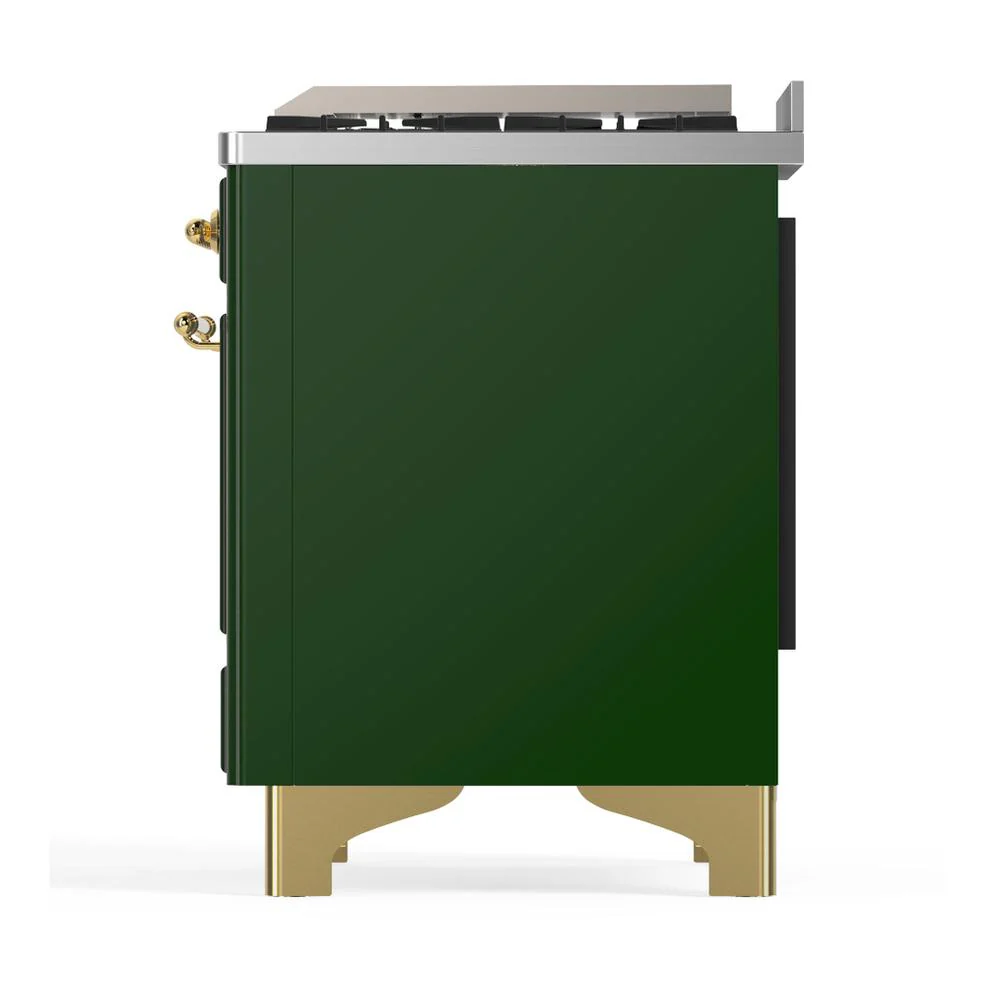Ilve UM60FSQNR3EGG Ilve Um60Fsqnr3Egg Majestic Iii 60 Inch Dual Fuel Range With 7 Burners, Griddle And French Top, Dual Function Burner With Up To 25,000 Btu (Natural Gas, Solid Door, Emerald Green, Brass) - Image 9