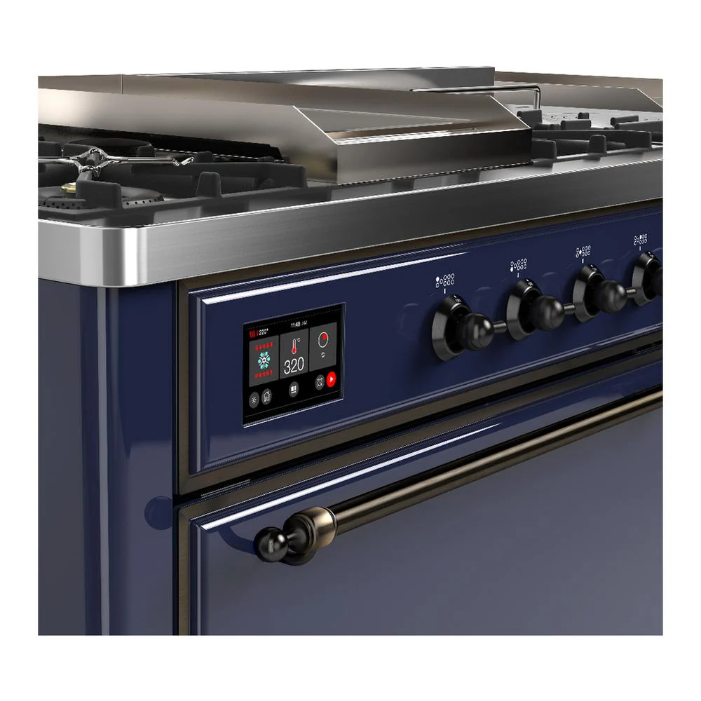 Ilve UM60FSQNR3MBB Ilve Um60Fsqnr3Mbb Majestic Iii 60 Inch Dual Fuel Range With 7 Burners, Griddle And French Top, Dual Function Burner With Up To 25,000 Btu (Natural Gas, Solid Door, Midnight Blue, Burnished) - Image 7
