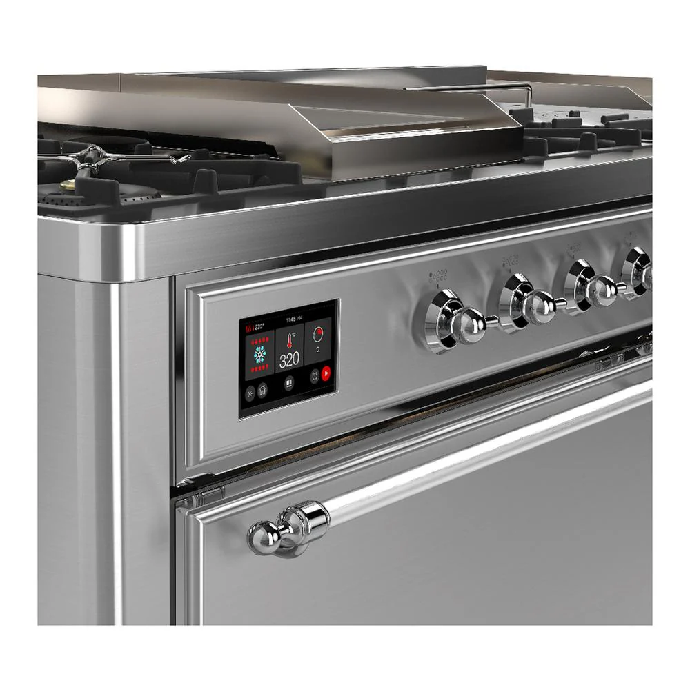 Ilve UM60FSQNR3SSC Ilve Um60Fsqnr3Ssc Majestic Iii 60 Inch Dual Fuel Range With 7 Burners, Griddle And French Top, Dual Function Burner With Up To 25,000 Btu (Natural Gas, Solid Door, Stainless Steel, Chrome) - Image 7