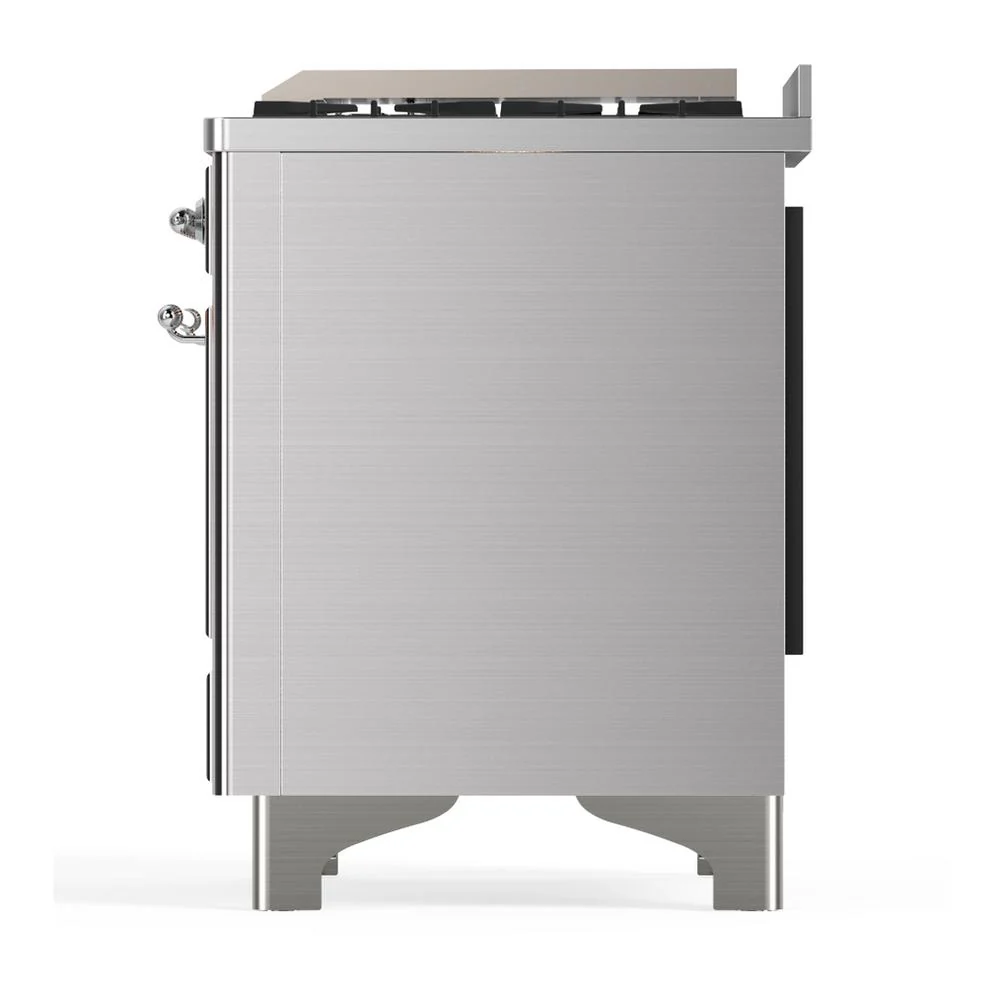 Ilve UM60FSQNR3SSCLP Ilve Um60Fsqnr3Ssclp Majestic Iii 60 Inch Dual Fuel Range With 7 Burners, Griddle And French Top, Dual Function Burner With Up To 25,000 Btu (Liquid Propane, Solid Door, Stainless Steel, Chrome) - Image 9