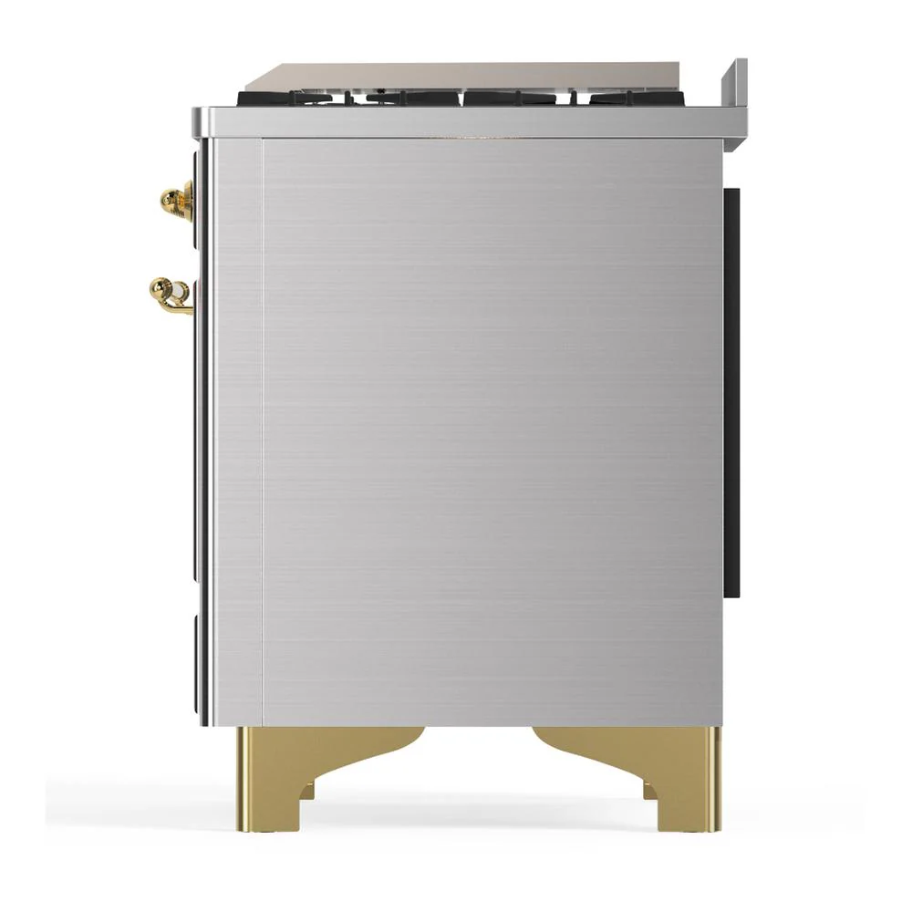 Ilve UM60FSQNR3SSG Ilve Um60Fsqnr3Ssg Majestic Iii 60 Inch Dual Fuel Range With 7 Burners, Griddle And French Top, Dual Function Burner With Up To 25,000 Btu (Natural Gas, Solid Door, Stainless Steel, Brass) - Image 9