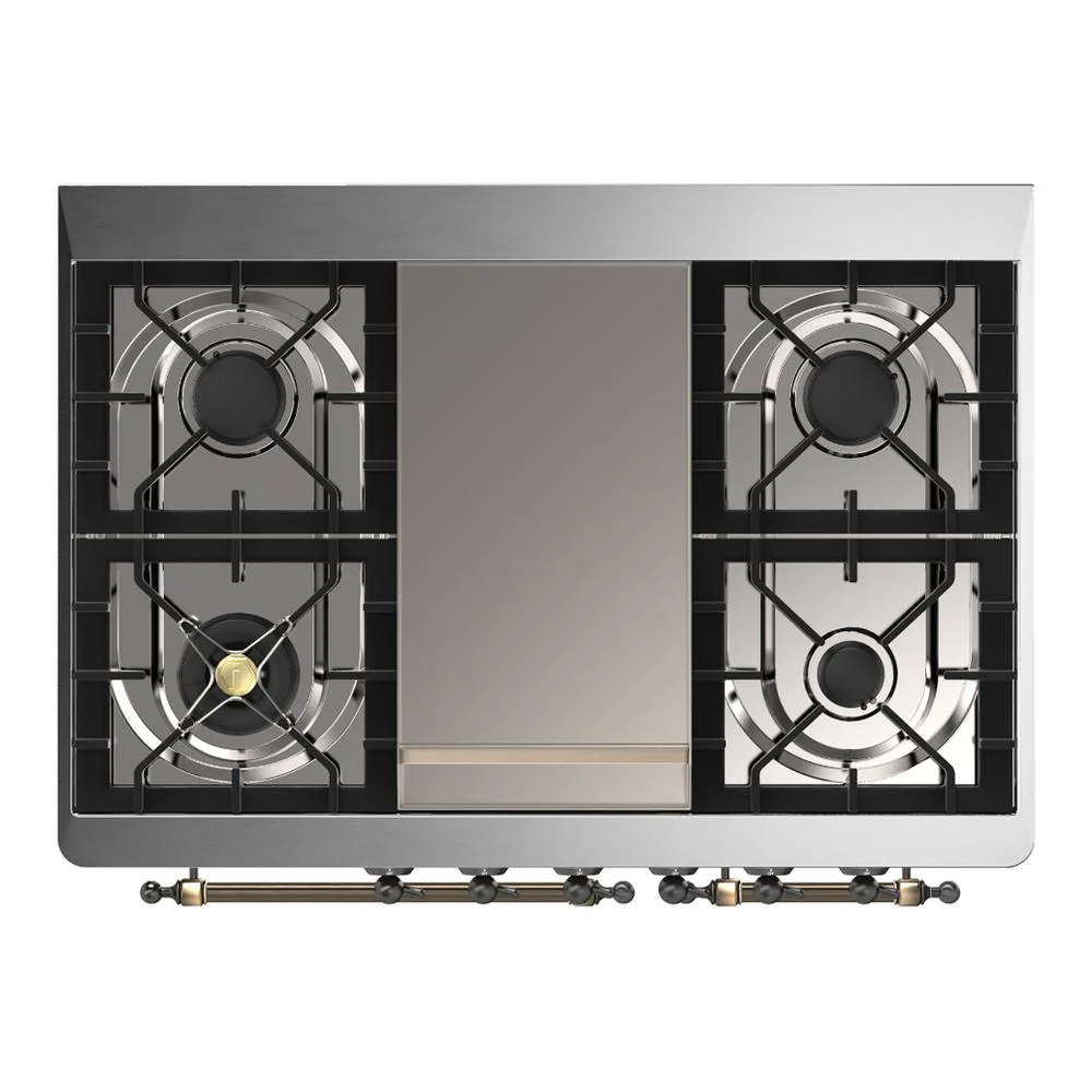 Ilve UMD40FNR3AWBLP Ilve Umd40Fnr3Awblp Majestic Iii 40 Inch Dual Fuel Range With 6 Burners And Griddle, Dual Function Burner Up To 25,000 Btu (Liquid Propane, Triple Glass Door, Antique White, Burnished) - Image 6