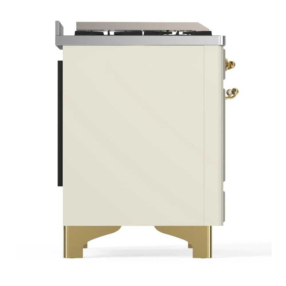 Ilve UMD40FNR3AWGLP Ilve Umd40Fnr3Awglp Majestic Iii 40 Inch Dual Fuel Range With 6 Burners And Griddle, Dual Function Burner Up To 25,000 Btu (Liquid Propane, Triple Glass Door, Antique White, Brass) - Image 8