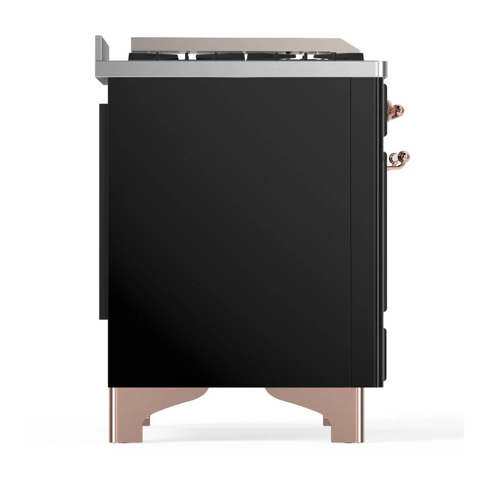 Ilve UMD40FNR3BKPLP Ilve Umd40Fnr3Bkplp Majestic Iii 40 Inch Dual Fuel Range With 6 Burners And Griddle, Dual Function Burner Up To 25,000 Btu (Liquid Propane, Triple Glass Door, Glossy Black, Copper) - Image 8