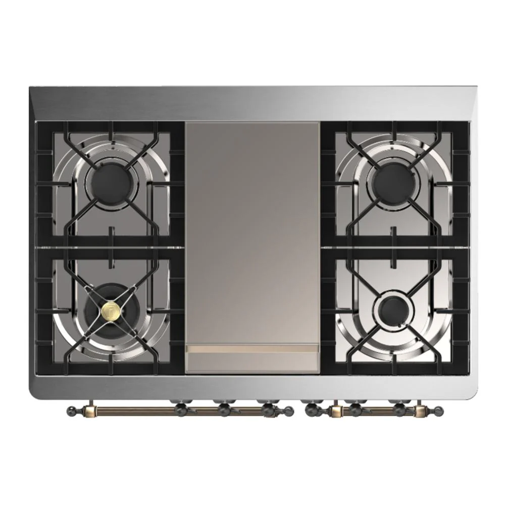Ilve UMD40FNR3EGBLP Ilve Umd40Fnr3Egblp Majestic Iii 40 Inch Dual Fuel Range With 6 Burners And Griddle, Dual Function Burner Up To 25,000 Btu (Liquid Propane, Triple Glass Door, Emerald Green, Burnished) - Image 6