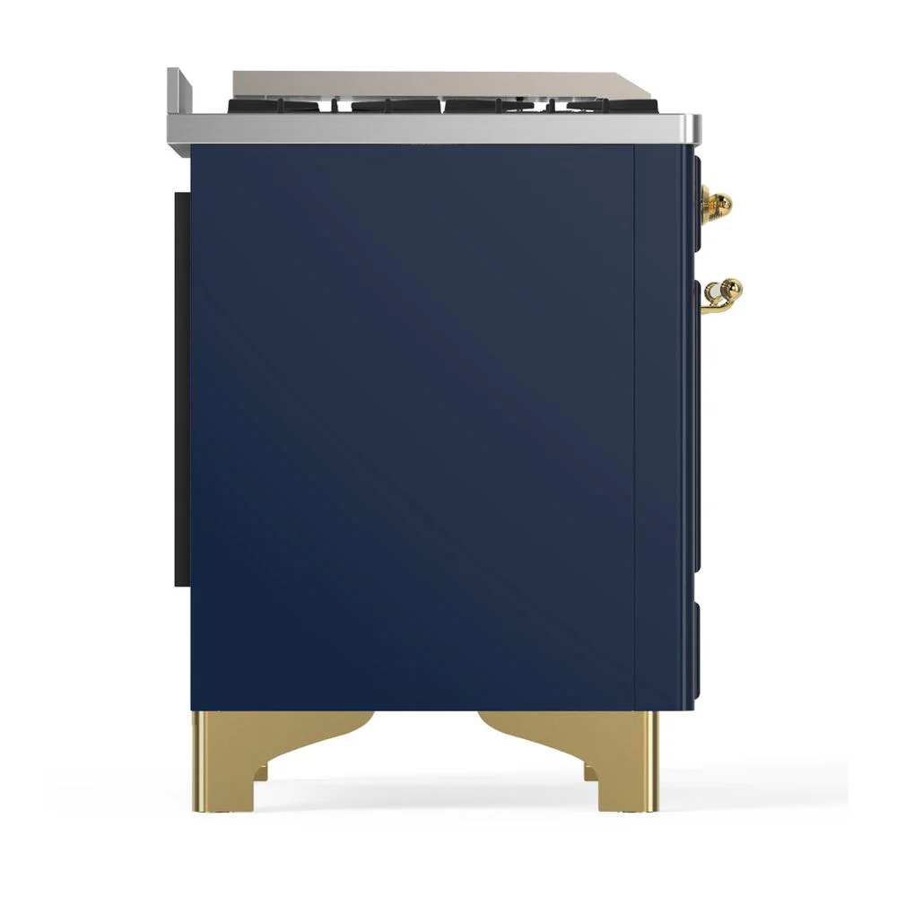 Ilve UMD40FNR3MBGLP Ilve Umd40Fnr3Mbglp Majestic Iii 40 Inch Dual Fuel Range With 6 Burners And Griddle, Dual Function Burner Up To 25,000 Btu (Liquid Propane, Triple Glass Door, Midnight Blue, Brass) - Image 8