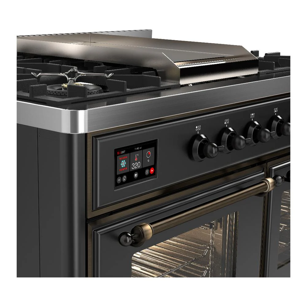 Ilve UMD40FNR3MGB Ilve Umd40Fnr3Mgb Majestic Iii 40 Inch Dual Fuel Range With 6 Burners And Griddle, Dual Function Burner Up To 25,000 Btu (Natural Gas, Triple Glass Door, Graphite Matte, Burnished) - Image 7