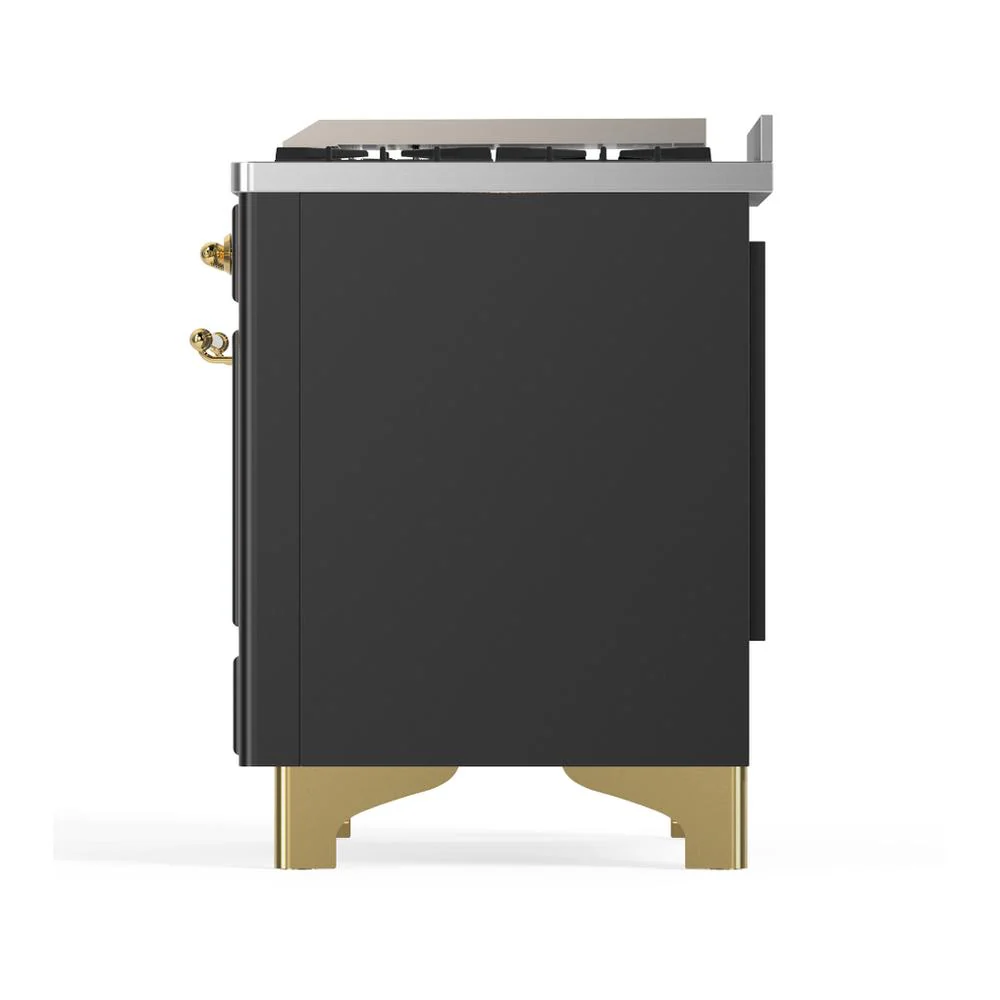 Ilve UMD40FNR3MGGLP Ilve Umd40Fnr3Mgglp Majestic Iii 40 Inch Dual Fuel Range With 6 Burners And Griddle, Dual Function Burner Up To 25,000 Btu (Liquid Propane, Triple Glass Door, Graphite Matte, Brass) - Image 9