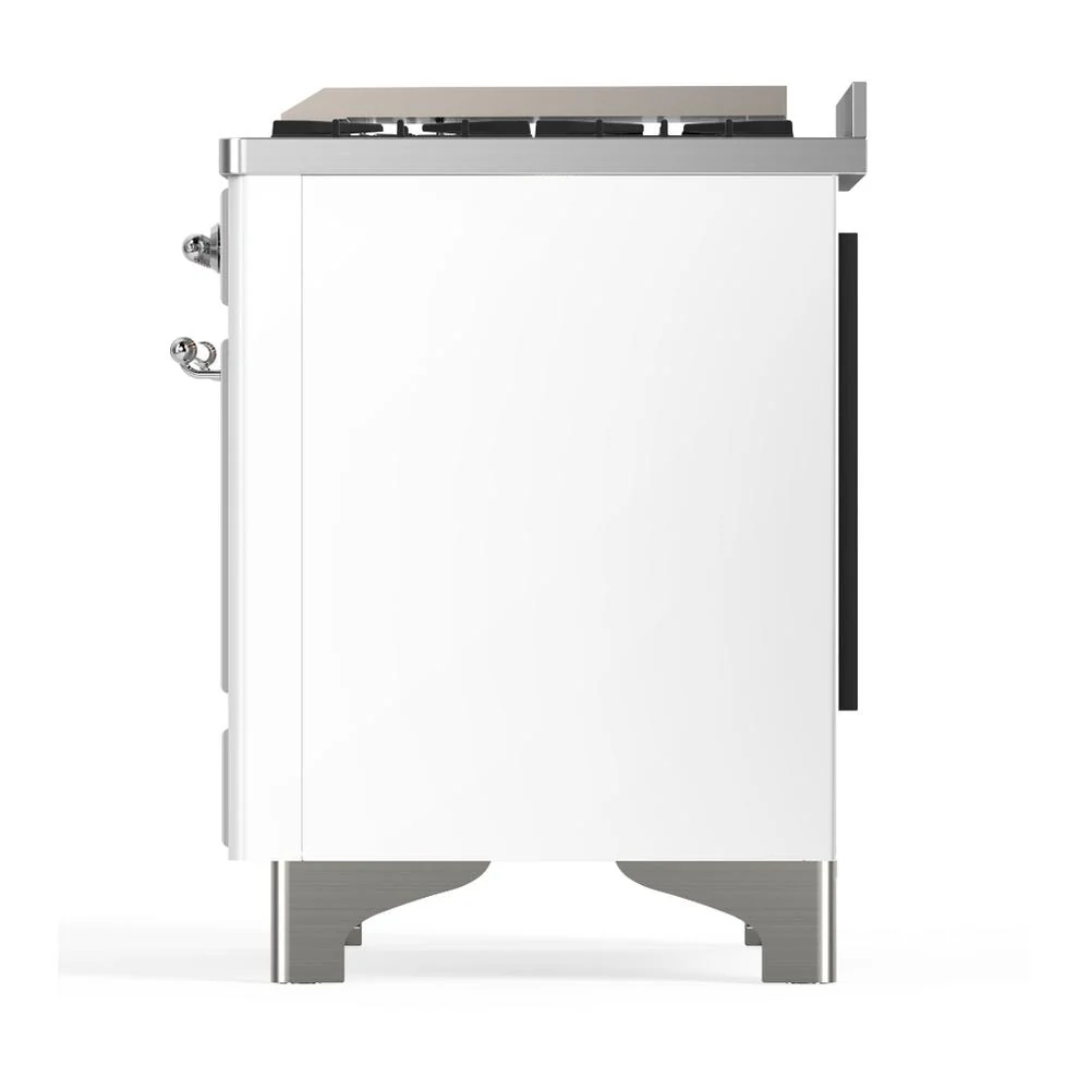 Ilve UMD40FNR3WHC Ilve Umd40Fnr3Whc Majestic Iii 40 Inch Dual Fuel Range With 6 Burners And Griddle, Dual Function Burner Up To 25,000 Btu (Natural Gas, Triple Glass Door, White, Chrome) - Image 9