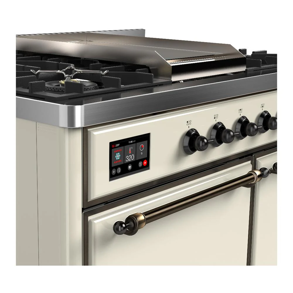 Ilve UMD40FQNR3AWBLP Ilve Umd40Fqnr3Awblp Majestic Iii 40 Inch Dual Fuel Range With 6 Burners And Griddle, Dual Function Burner Up To 25,000 Btu (Liquid Propane, Solid Door, Antique White, Burnished) - Image 7