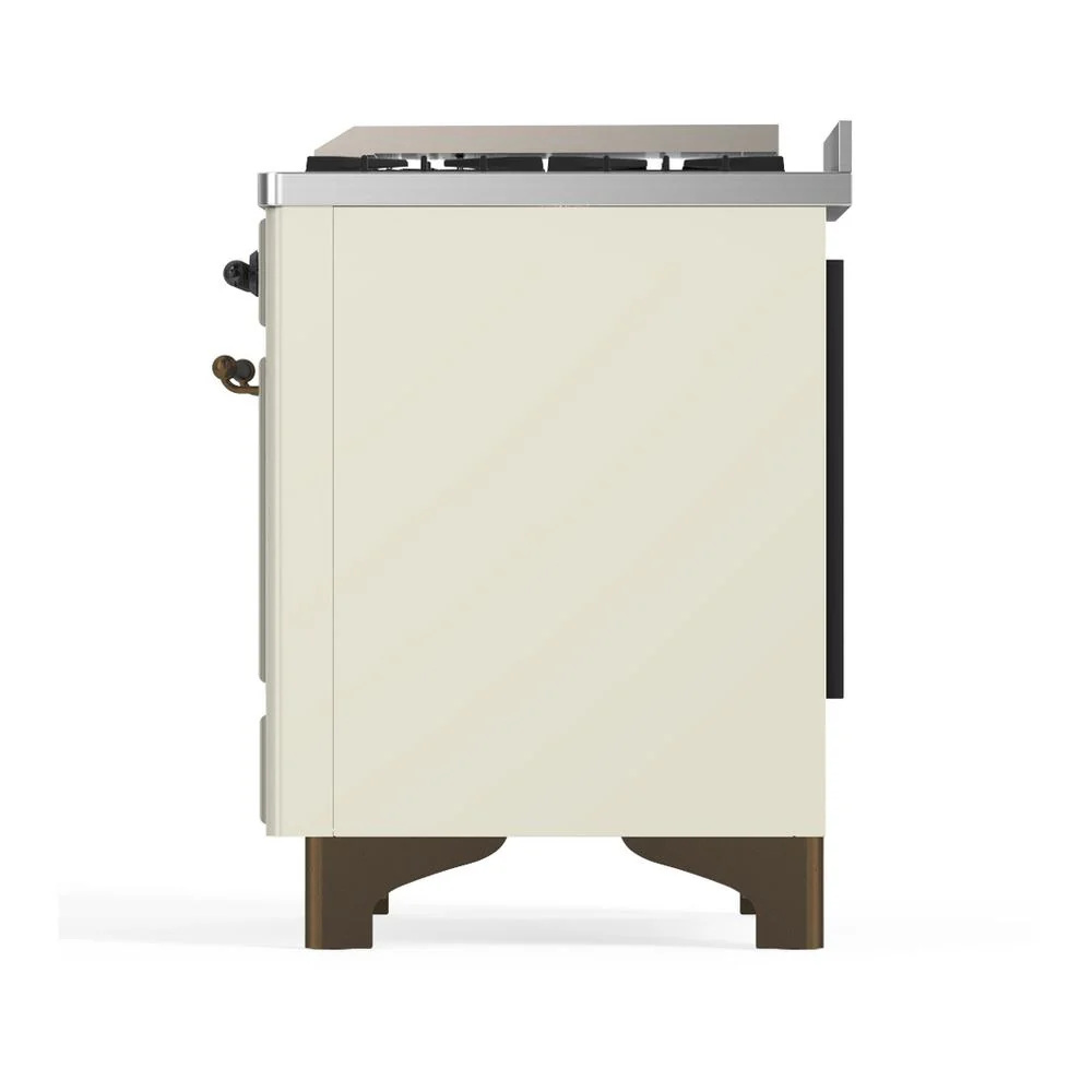 Ilve UMD40FQNR3AWBLP Ilve Umd40Fqnr3Awblp Majestic Iii 40 Inch Dual Fuel Range With 6 Burners And Griddle, Dual Function Burner Up To 25,000 Btu (Liquid Propane, Solid Door, Antique White, Burnished) - Image 9