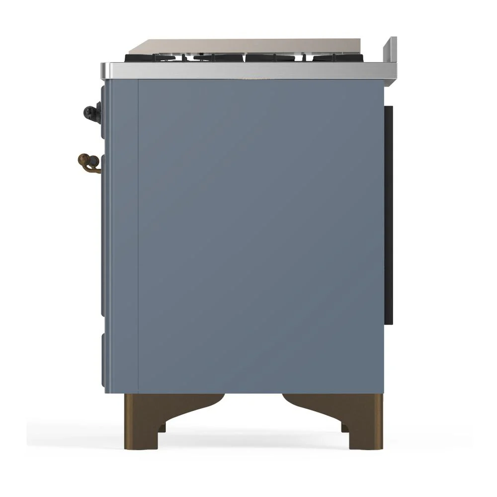 Ilve UMD40FQNR3BGBLP Ilve Umd40Fqnr3Bgblp Majestic Iii 40 Inch Dual Fuel Range With 6 Burners And Griddle, Dual Function Burner Up To 25,000 Btu (Liquid Propane, Solid Door, Blue Grey, Burnished) - Image 9