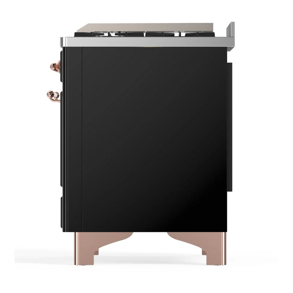 Ilve UMD40FQNR3BKP Ilve Umd40Fqnr3Bkp Majestic Iii 40 Inch Dual Fuel Range With 6 Burners And Griddle, Dual Function Burner Up To 25,000 Btu (Natural Gas, Solid Door, Glossy Black, Copper) - Image 9