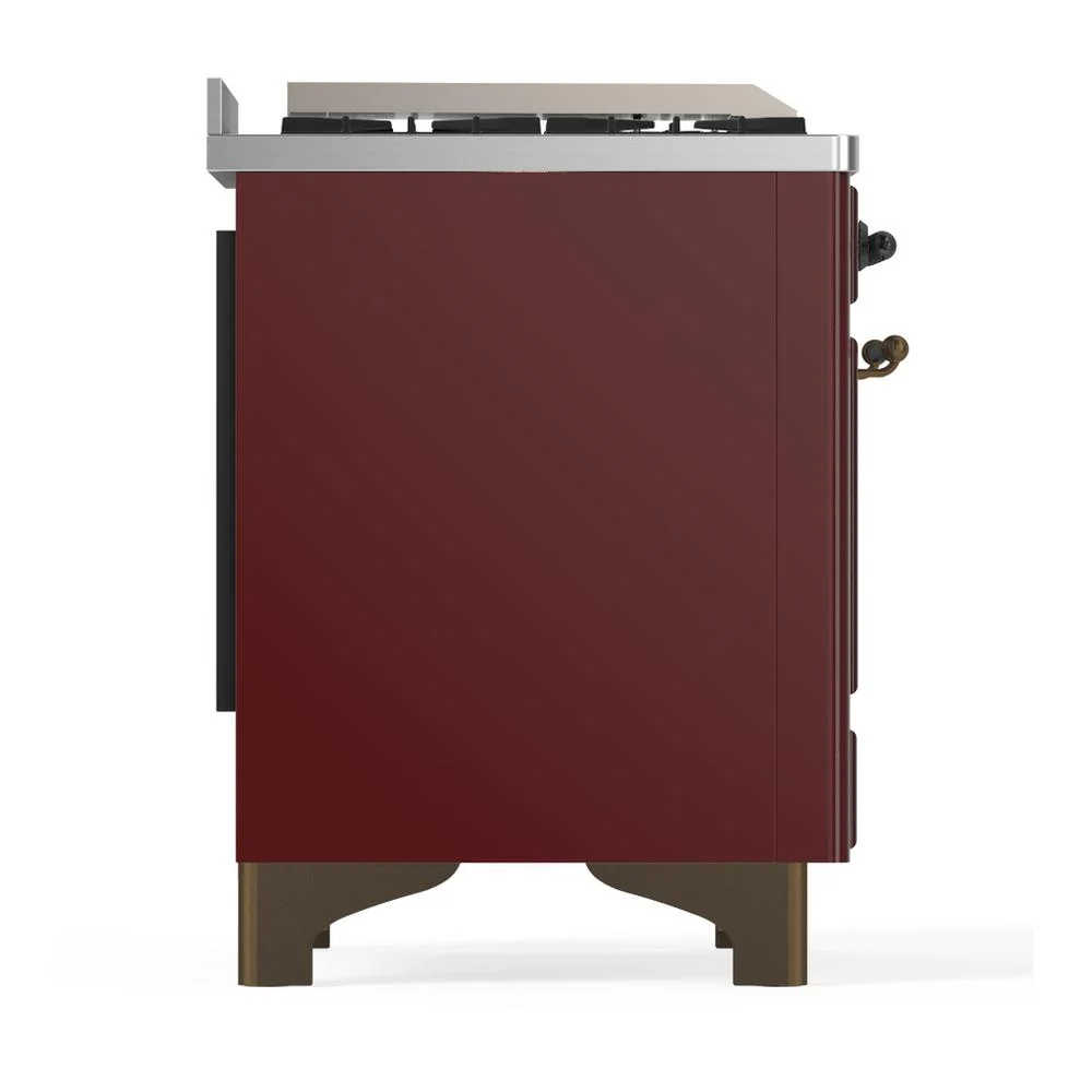Ilve UMD40FQNR3BUB Ilve Umd40Fqnr3Bub Majestic Iii 40 Inch Dual Fuel Range With 6 Burners And Griddle, Dual Function Burner Up To 25,000 Btu (Natural Gas, Solid Door, Burgundy, Burnished) - Image 8