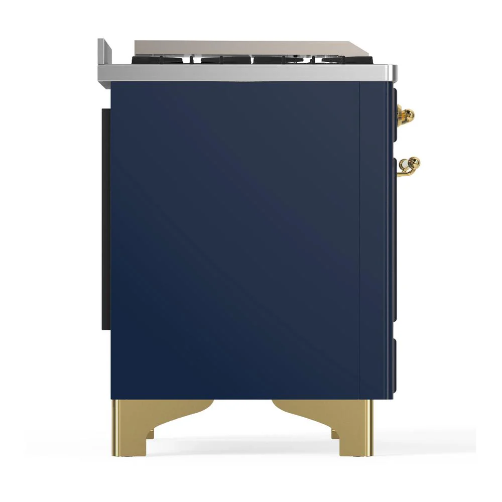 Ilve UMD40FQNR3MBGLP Ilve Umd40Fqnr3Mbglp Majestic Iii 40 Inch Dual Fuel Range With 6 Burners And Griddle, Dual Function Burner Up To 25,000 Btu (Liquid Propane, Solid Door, Midnight Blue, Brass) - Image 8