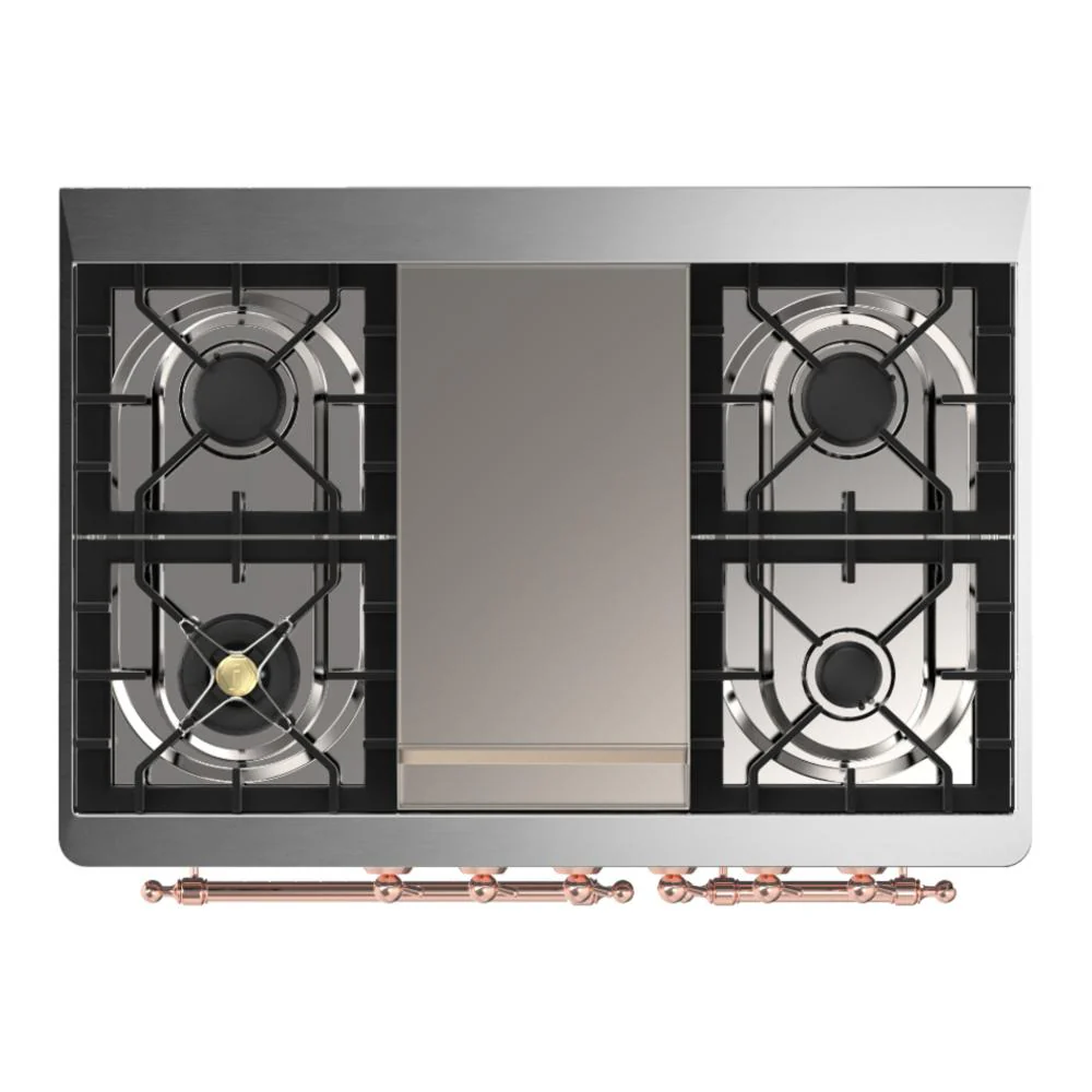 Ilve UMD40FQNR3MBPLP Ilve Umd40Fqnr3Mbplp Majestic Iii 40 Inch Dual Fuel Range With 6 Burners And Griddle, Dual Function Burner Up To 25,000 Btu (Liquid Propane, Solid Door, Midnight Blue, Copper) - Image 6
