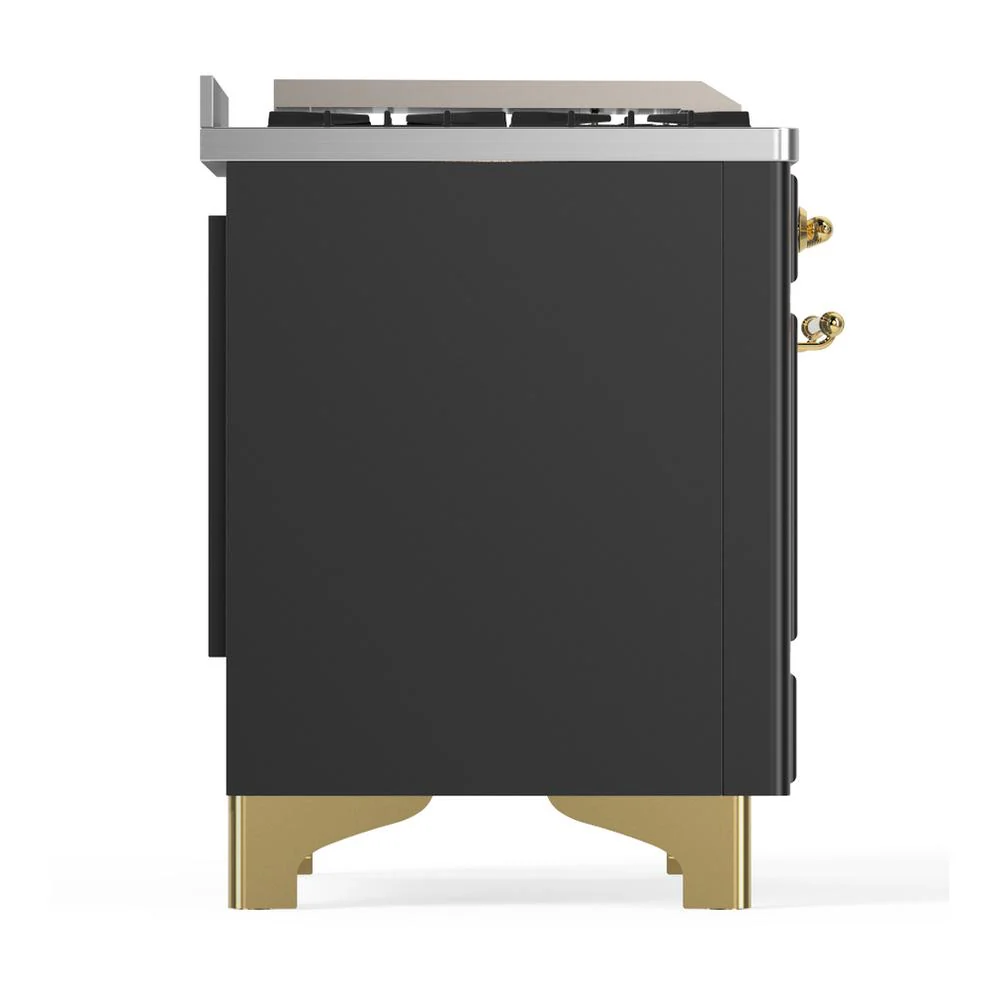Ilve UMD40FQNR3MGG Ilve Umd40Fqnr3Mgg Majestic Iii 40 Inch Dual Fuel Range With 6 Burners And Griddle, Dual Function Burner Up To 25,000 Btu (Natural Gas, Solid Door, Graphite Matte, Brass) - Image 8