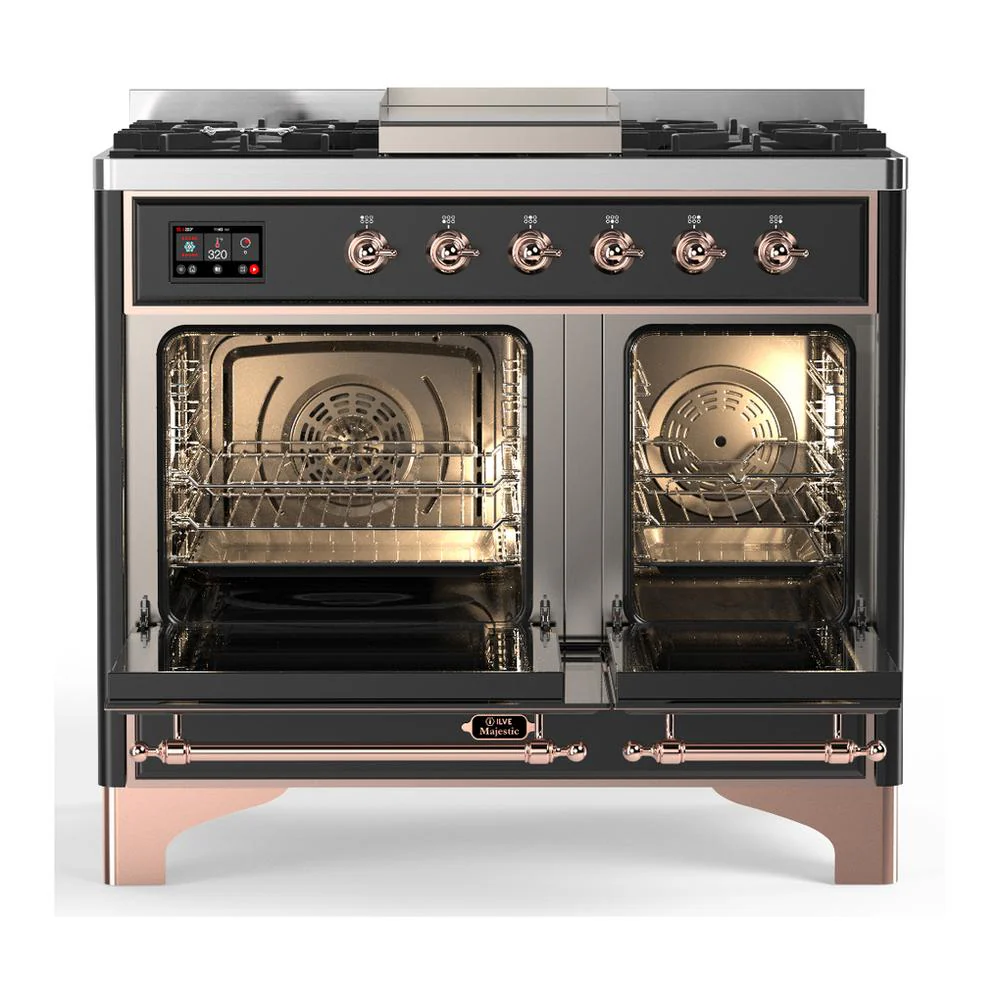 Ilve UMD40FQNR3MGPLP Ilve Umd40Fqnr3Mgplp Majestic Iii 40 Inch Dual Fuel Range With 6 Burners And Griddle, Dual Function Burner Up To 25,000 Btu (Liquid Propane, Solid Door, Graphite Matte, Copper) - Image 2