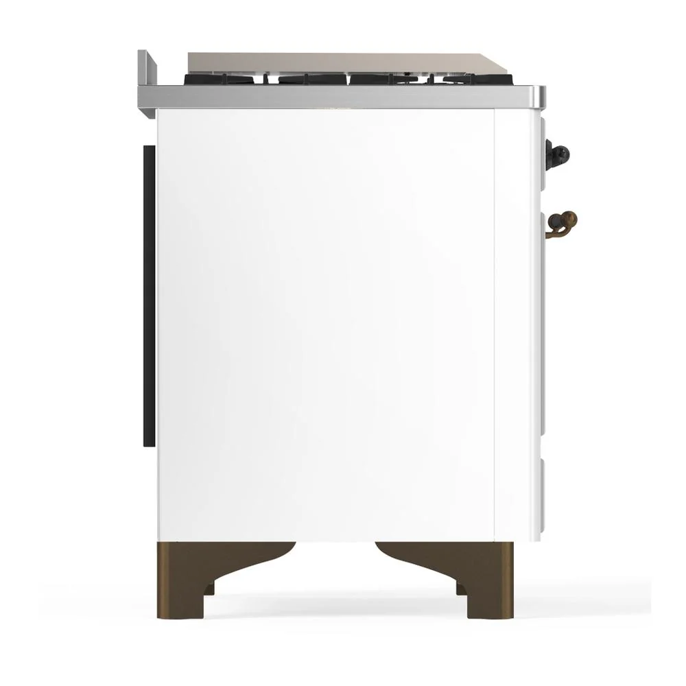 Ilve UMD40FQNR3WHB Ilve Umd40Fqnr3Whb Majestic Iii 40 Inch Dual Fuel Range With 6 Burners And Griddle, Dual Function Burner Up To 25,000 Btu (Natural Gas, Solid Door, White, Burnished) - Image 8