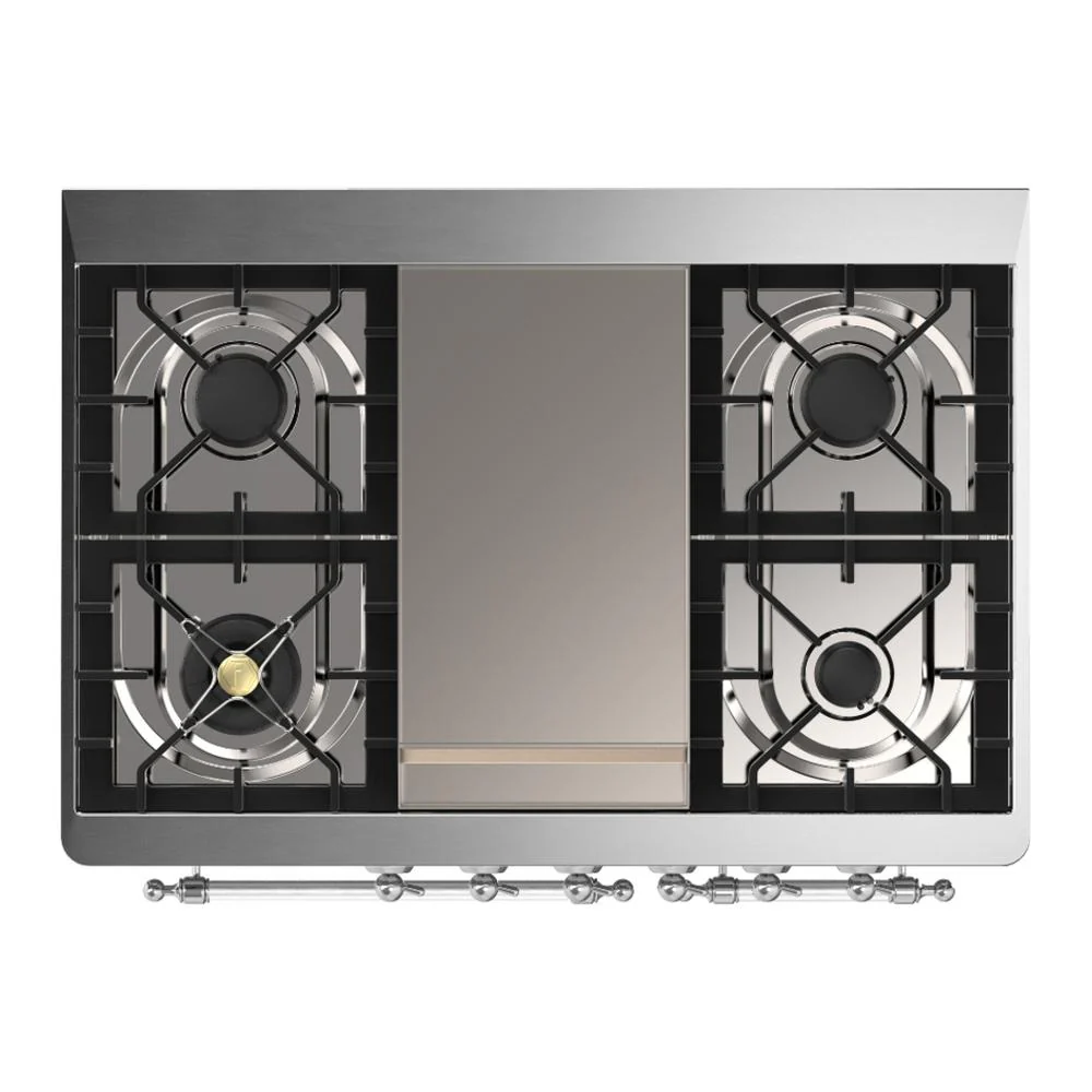 Ilve UMD40FQNR3WHCLP Ilve Umd40Fqnr3Whclp Majestic Iii 40 Inch Dual Fuel Range With 6 Burners And Griddle, Dual Function Burner Up To 25,000 Btu (Liquid Propane, Solid Door, White, Chrome) - Image 6