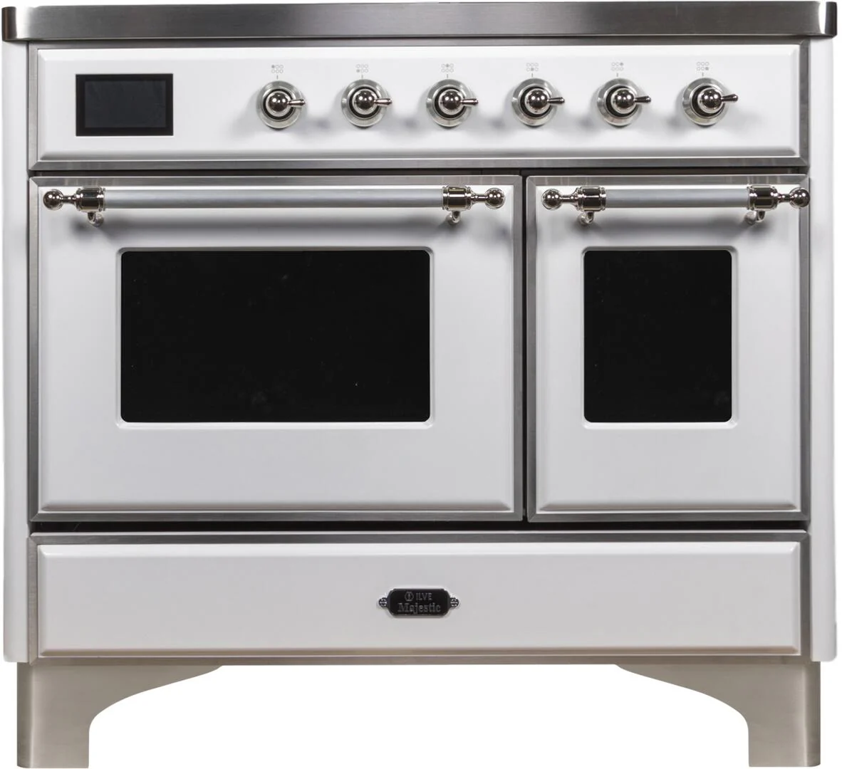 Ilve UMDI10NS3WHC Majestic Ii 40 Inch Electric Freestanding Range In White With Chrome Trim - Image 2