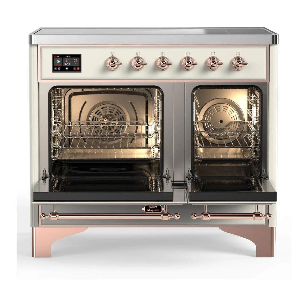 Ilve UMDIB40NR3AWP Ilve Umdib40Nr3Awp Majestic Iii 40 Inch Induction Range With 6 Elements, 3.82 Cu. Ft. Total Oven Capacity (Triple Glass Door, Antique White, Copper) - Image 2