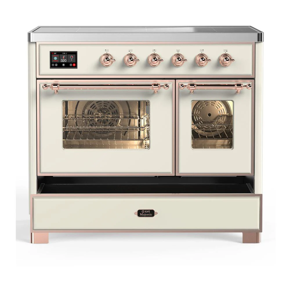 Ilve UMDIB40NR3AWP Ilve Umdib40Nr3Awp Majestic Iii 40 Inch Induction Range With 6 Elements, 3.82 Cu. Ft. Total Oven Capacity (Triple Glass Door, Antique White, Copper) - Image 5