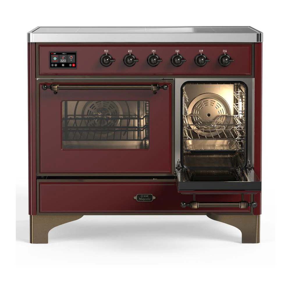 Ilve UMDIB40NR3BUB Ilve Umdib40Nr3Bub Majestic Iii 40 Inch Induction Range With 6 Elements, 3.82 Cu. Ft. Total Oven Capacity (Triple Glass Door, Burgundy, Burnished) - Image 4