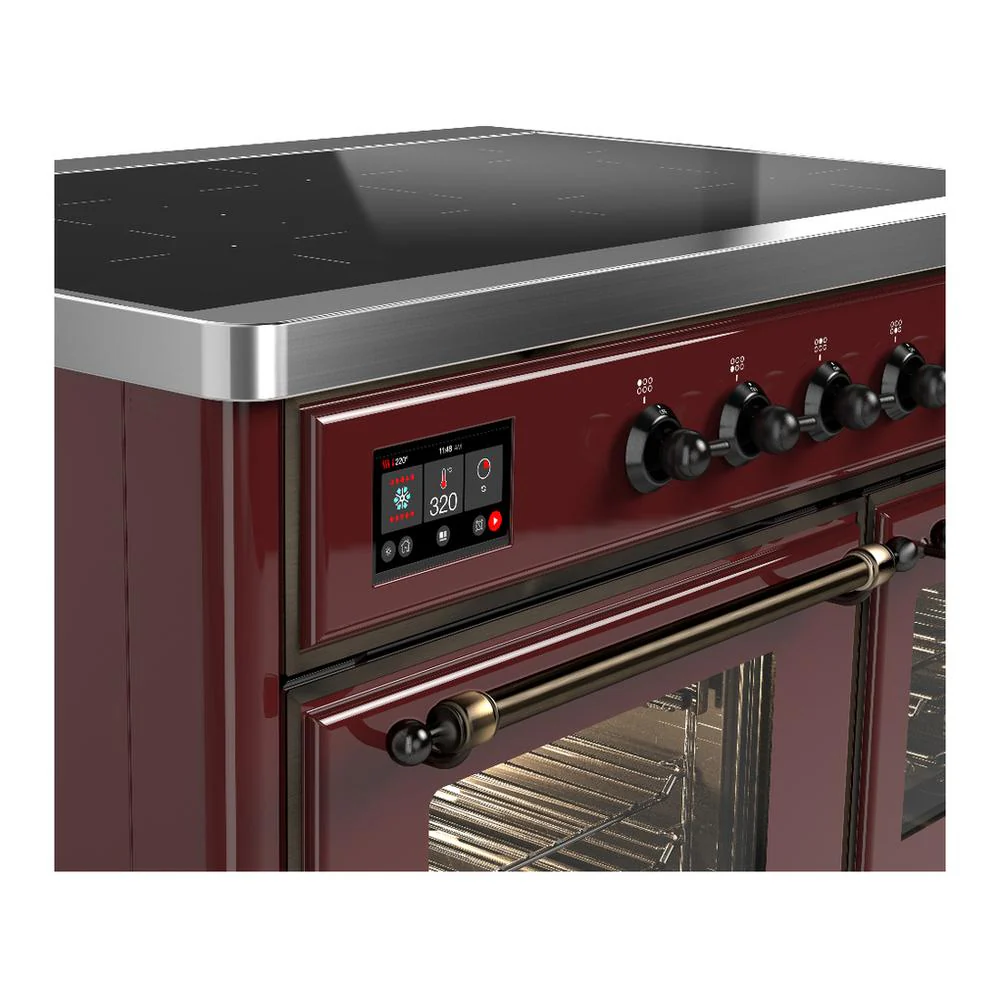 Ilve UMDIB40NR3BUB Ilve Umdib40Nr3Bub Majestic Iii 40 Inch Induction Range With 6 Elements, 3.82 Cu. Ft. Total Oven Capacity (Triple Glass Door, Burgundy, Burnished) - Image 6