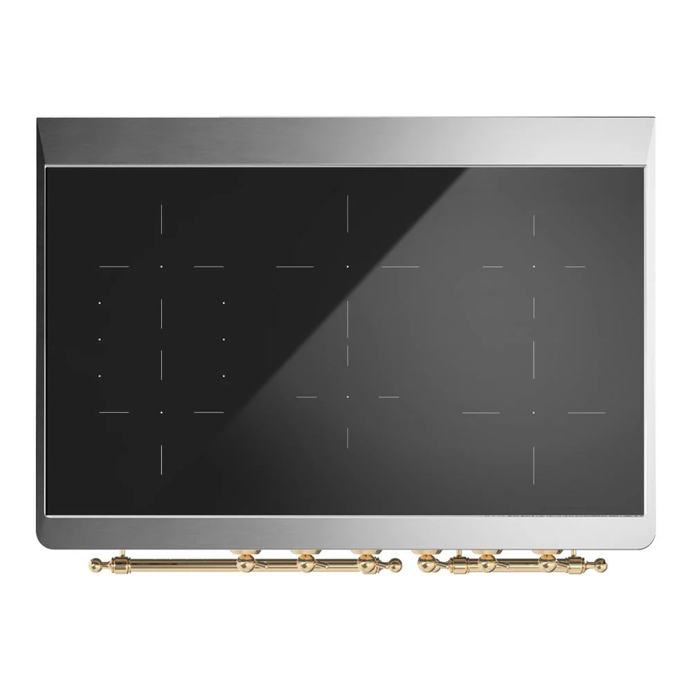 Ilve UMDIB40NR3BUG Ilve Umdib40Nr3Bug Majestic Iii 40 Inch Induction Range With 6 Elements, 3.82 Cu. Ft. Total Oven Capacity (Triple Glass Door, Burgundy, Brass) - Image 6