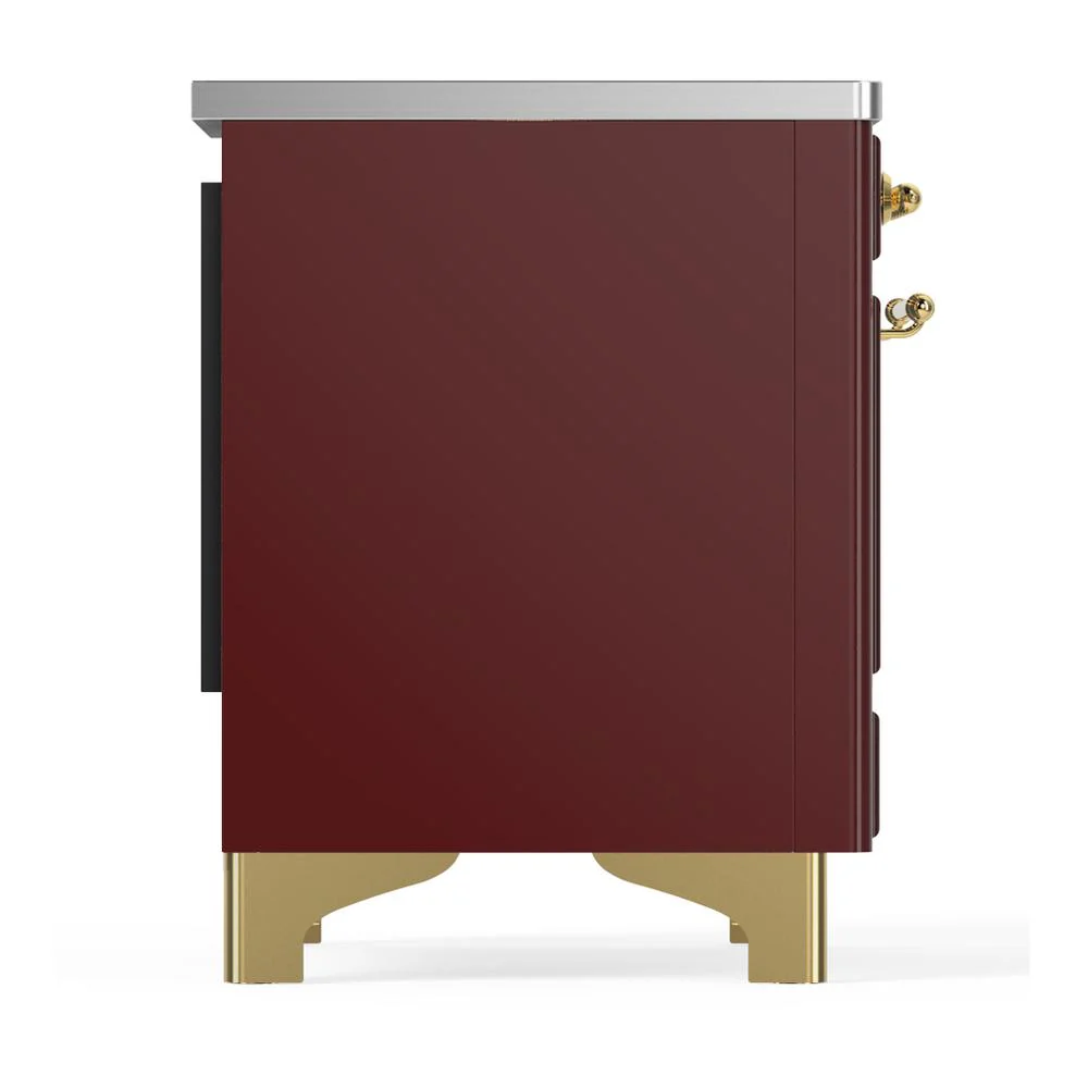 Ilve UMDIB40NR3BUG Ilve Umdib40Nr3Bug Majestic Iii 40 Inch Induction Range With 6 Elements, 3.82 Cu. Ft. Total Oven Capacity (Triple Glass Door, Burgundy, Brass) - Image 8
