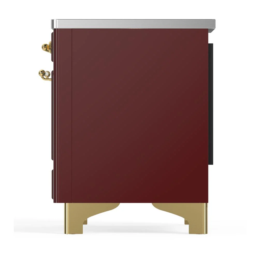 Ilve UMDIB40NR3BUG Ilve Umdib40Nr3Bug Majestic Iii 40 Inch Induction Range With 6 Elements, 3.82 Cu. Ft. Total Oven Capacity (Triple Glass Door, Burgundy, Brass) - Image 9