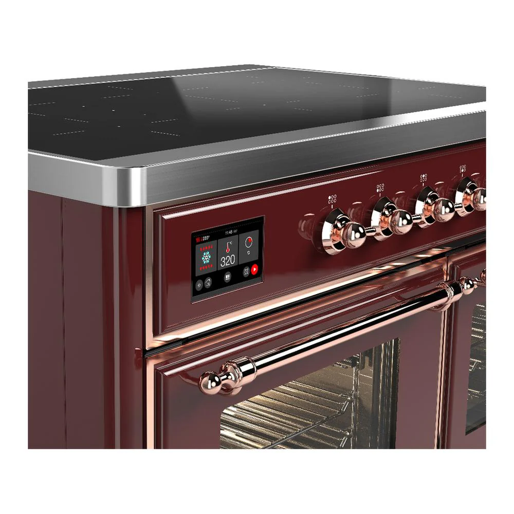 Ilve UMDIB40NR3BUP Ilve Umdib40Nr3Bup Majestic Iii 40 Inch Induction Range With 6 Elements, 3.82 Cu. Ft. Total Oven Capacity (Triple Glass Door, Burgundy, Copper) - Image 7