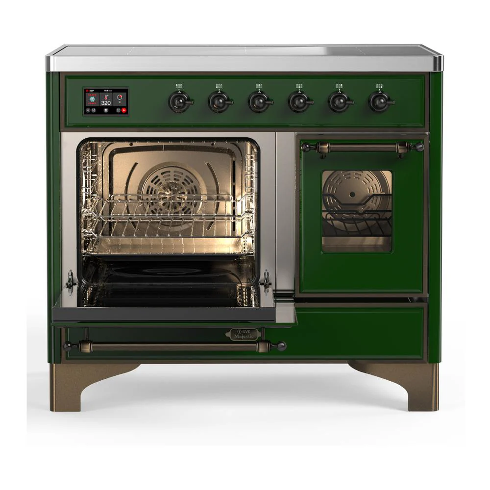 Ilve UMDIB40NR3EGB Ilve Umdib40Nr3Egb Majestic Iii 40 Inch Induction Range With 6 Elements, 3.82 Cu. Ft. Total Oven Capacity (Triple Glass Door, Emerald Green, Burnished) - Image 3