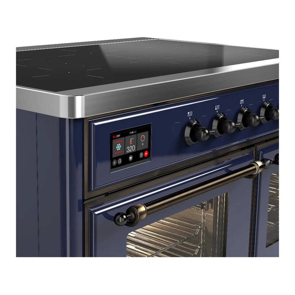 Ilve UMDIB40NR3MBB Ilve Umdib40Nr3Mbb Majestic Iii 40 Inch Induction Range With 6 Elements, 3.82 Cu. Ft. Total Oven Capacity (Triple Glass Door, Midnight Blue, Burnished) - Image 7