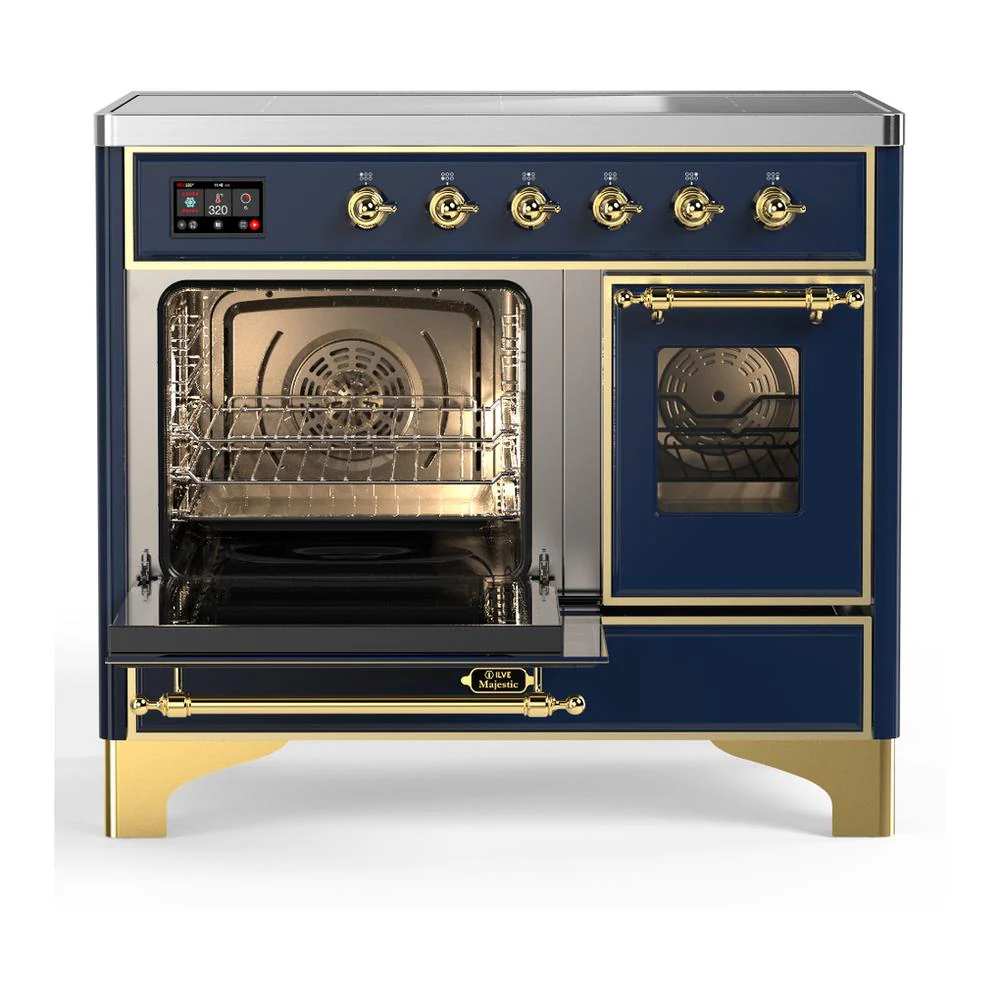 Ilve UMDIB40NR3MBG Ilve Umdib40Nr3Mbg Majestic Iii 40 Inch Induction Range With 6 Elements, 3.82 Cu. Ft. Total Oven Capacity (Triple Glass Door, Midnight Blue, Brass) - Image 3