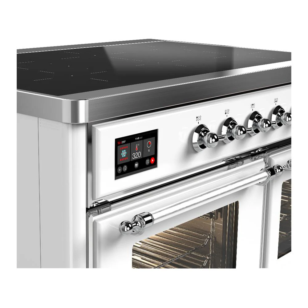 Ilve UMDIB40NR3WHC Ilve Umdib40Nr3Whc Majestic Iii 40 Inch Induction Range With 6 Elements, 3.82 Cu. Ft. Total Oven Capacity (Triple Glass Door, White, Chrome) - Image 7