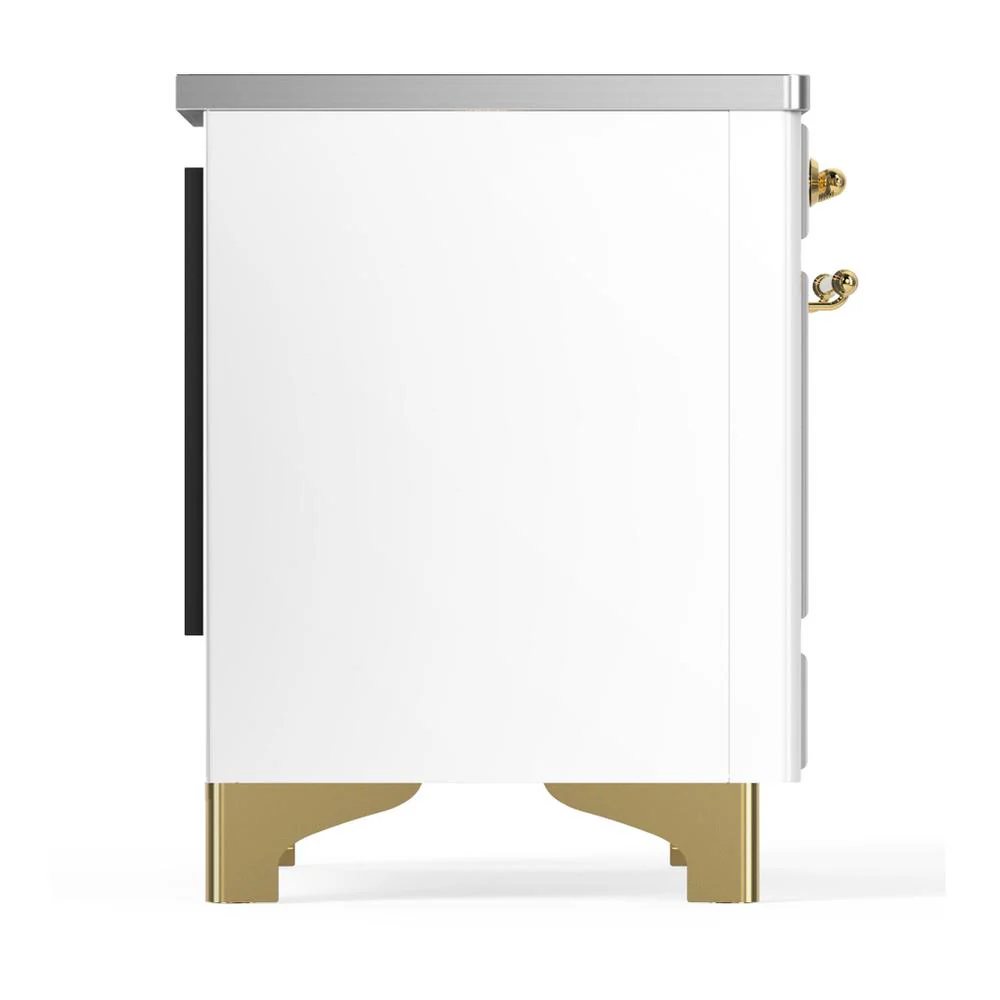 Ilve UMDIB40NR3WHG Ilve Umdib40Nr3Whg Majestic Iii 40 Inch Induction Range With 6 Elements, 3.82 Cu. Ft. Total Oven Capacity (Triple Glass Door, White, Brass) - Image 8